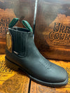 Square Toe Botin-Black Acabado Negro with Black Stitch