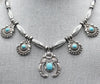 Silver and Turq 16' Squash Blossom Necklace