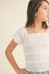 Tween Kids Girls Tiered Smocked Top