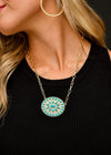 20" Gold Chain Necklace with Turquoise Cluster Pendant