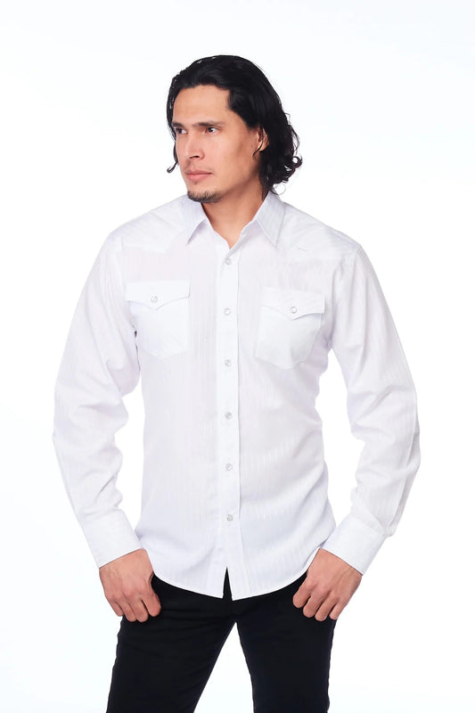 Rodeo Clothing 2-Tone Long Sleeve Snap -White