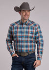 Roper Men's Amarillo Plaid Western Shirt - Broken horn