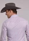 Roper Men's Wine Stripe Print - Broken horn