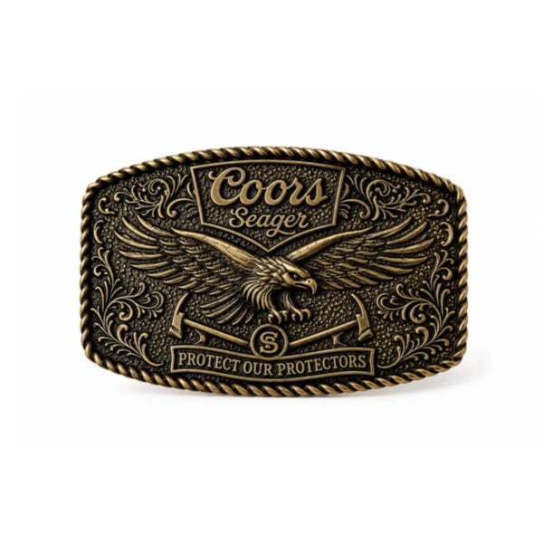 Seager x Coors Banquet Eagle Belt Buckle Silver - Broken horn