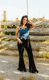Dark Wash Corset Top W Buckle Strap - Broken horn