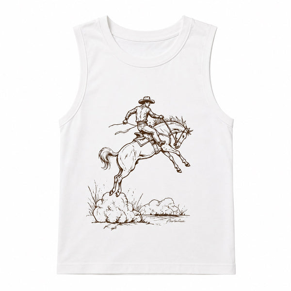 Cody Freedom Sketch Western Graphic Cropped Tank - Broken horn