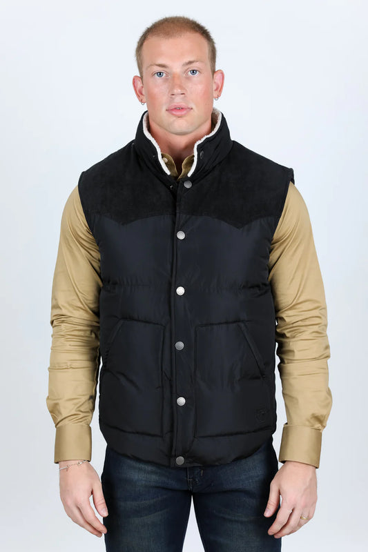 Platini Men's Fur Lined Quilted Puffer Vest