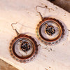 Wrangler Etched Circle Rose Dangling Earrings - Bronze Or Silver