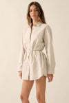 Solid Collar-Neck Layered Yoke Back Romper