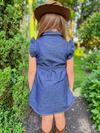Girls Western Denim Dress with Frill sleeves