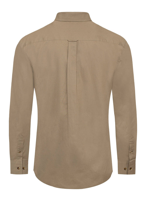 Rodeo Men’s Solid Western Twill Button Down Shirt - Khaki - Broken horn