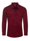 Rodeo Men's Western Solid Cotton Twill Snap Shirt - Burgundy