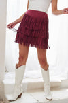 Suede Fringe Skirt with Lined Shorts