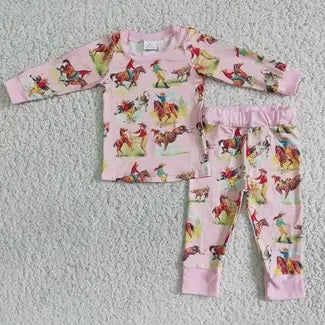 Western Horses Pajama Set - Broken horn