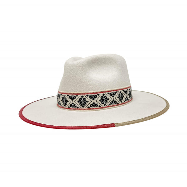 Fazenda Women Wide Brim Felt Fedeora Hat - Broken horn