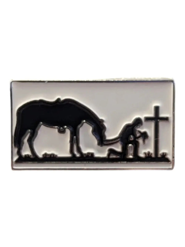 Praying Cowboy  Magnetic Hat Pin - Broken horn