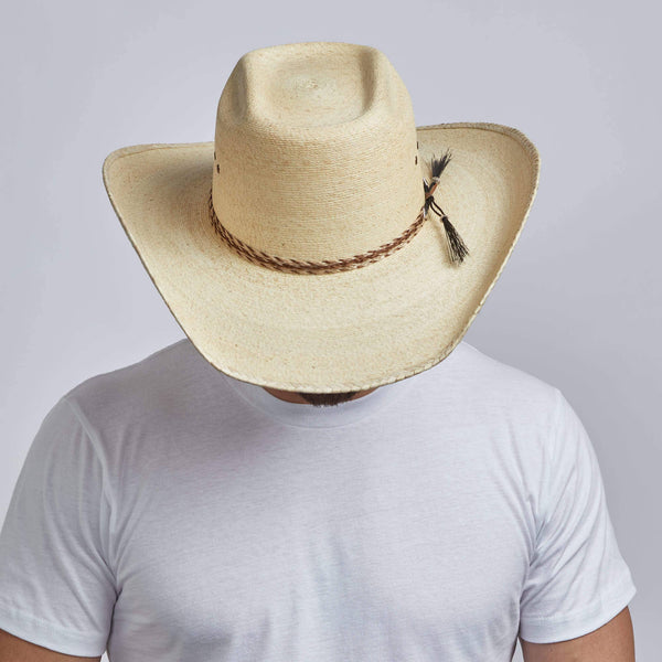 Straw Palm Cowboy Hat - Style Roper - Broken horn