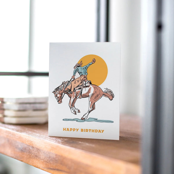 Cowboy Birthday Greeting Card - Broken horn
