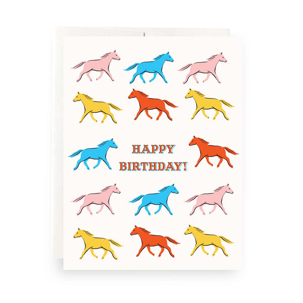 Horses Birthday Greeting Card - Broken horn
