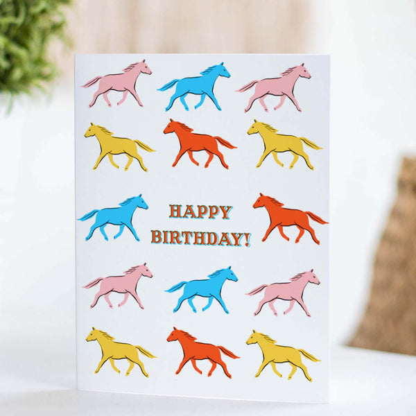 Horses Birthday Greeting Card - Broken horn