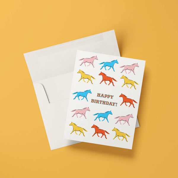 Horses Birthday Greeting Card - Broken horn