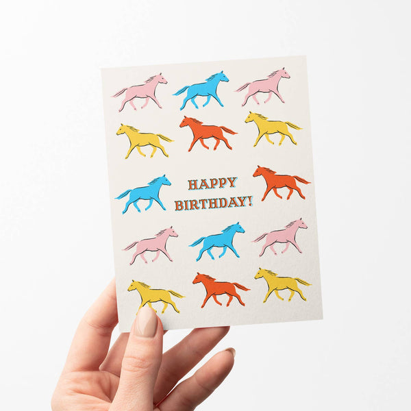 Horses Birthday Greeting Card - Broken horn