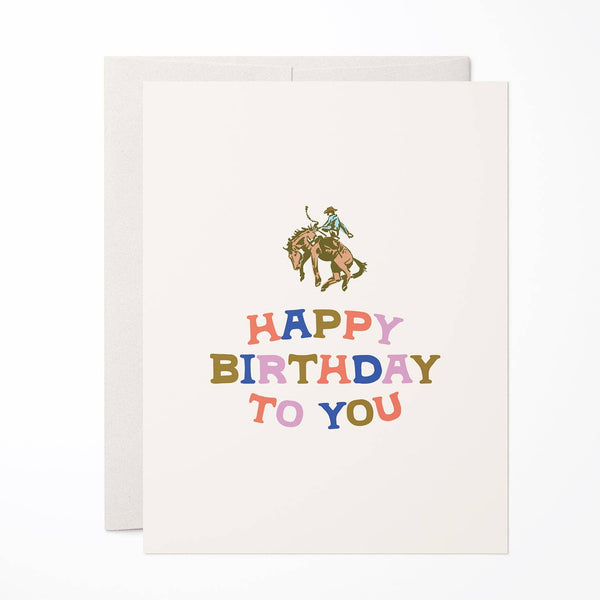 Little Bucking Bronco Birthday Greeting Card - Broken horn