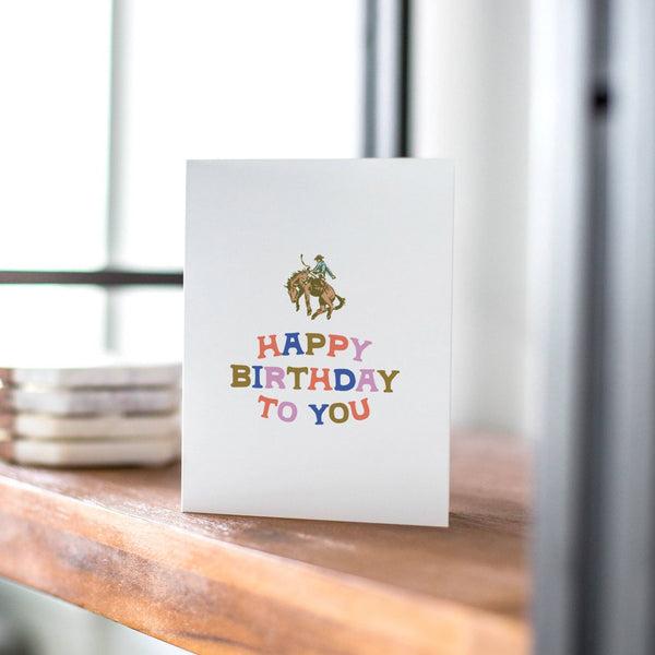 Little Bucking Bronco Birthday Greeting Card - Broken horn