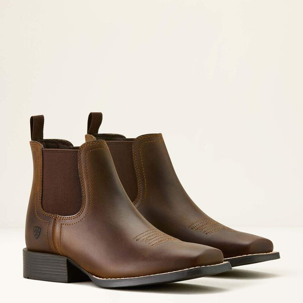 Ariat Booker Chelsea Wide Square Toe Western Boot - Youth - Broken horn