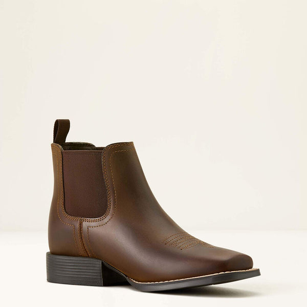 Ariat Booker Chelsea Wide Square Toe Western Boot - Youth - Broken horn