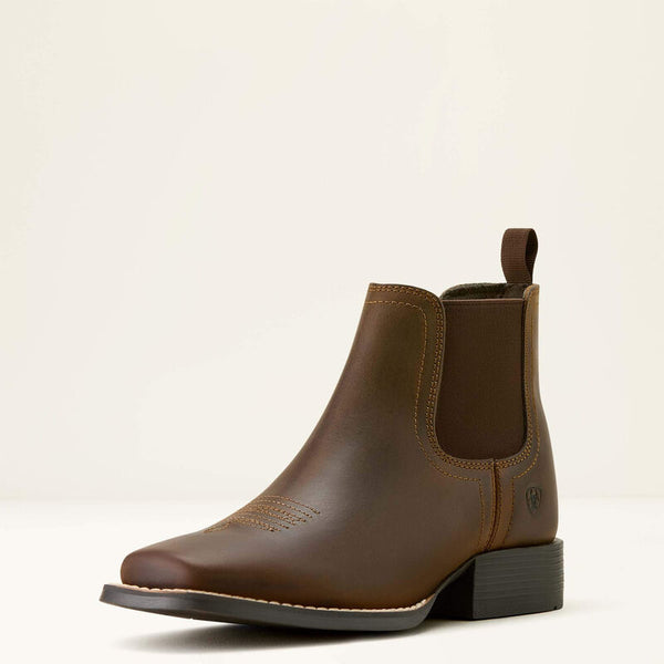 Ariat Booker Chelsea Wide Square Toe Western Boot - Youth - Broken horn