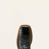 Ariat Showboat Cowboy Boot - Black Full Quill Ostrich - Broken horn