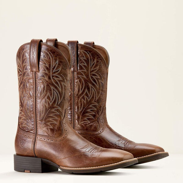 Ariat Men Sport Western Wide Square Toe Cowboy Boot - Broken horn