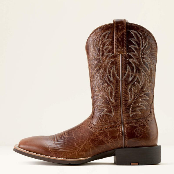 Ariat Men Sport Western Wide Square Toe Cowboy Boot - Broken horn
