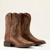 Ariat Women Round Up Filly Wide Square Toe Western Boot - Broken horn