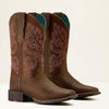 Ariat Women Round Up StretchFit Wide Square Toe Western Boot - Broken horn