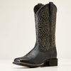 Ariat Womens Round Up Remuda Western Boot - Black Deertan - Broken horn