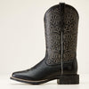 Ariat Womens Round Up Remuda Western Boot - Black Deertan - Broken horn