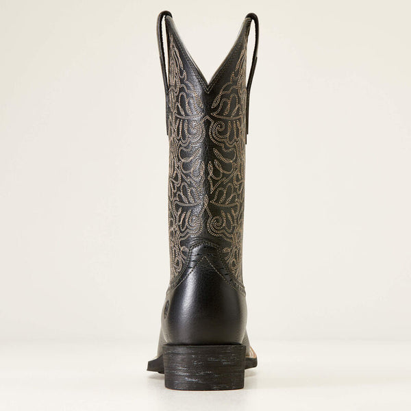 Ariat Womens Round Up Remuda Western Boot - Black Deertan - Broken horn