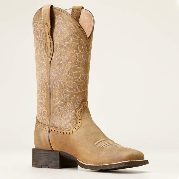 Ariat Womens Round Up Remuda Western Boot - Brown Bomber - Broken horn