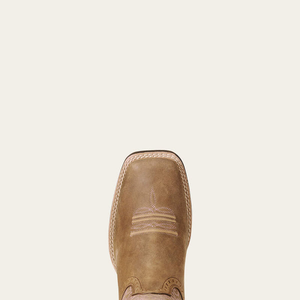 Ariat Womens Round Up Remuda Western Boot - Brown Bomber - Broken horn