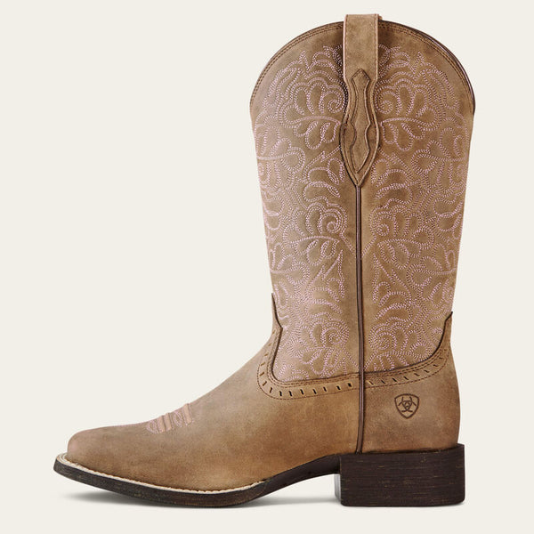 Ariat Womens Round Up Remuda Western Boot - Brown Bomber - Broken horn