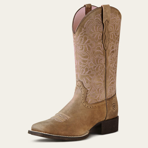 Ariat Womens Round Up Remuda Western Boot - Brown Bomber - Broken horn