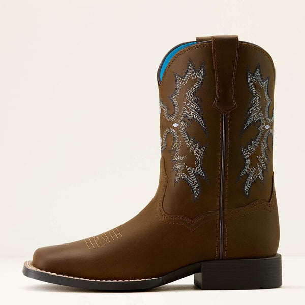 Ariat Tombstone Wide Square Toe Western Boot - Youth - Broken horn