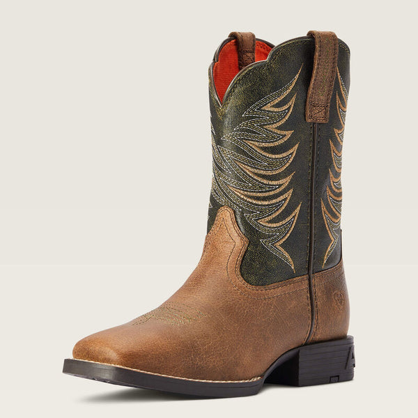 Ariat Youth Firecatcher Western Boot - Distressed Brown - Broken horn