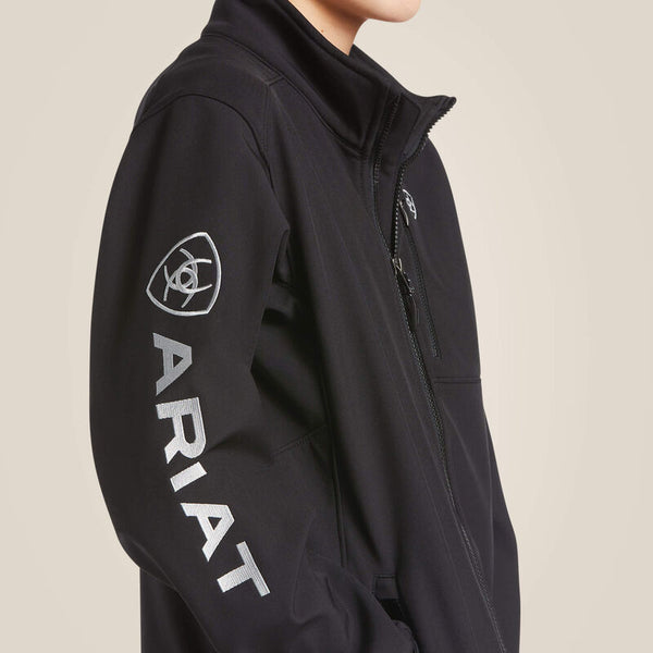 Ariat Kids Logo 2.0 Softshell Jacket - Black/Silver - Broken horn