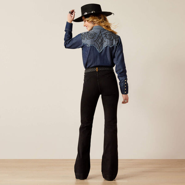 Ariat Women's High Rise Dixie Slim Trouser Jeans - Broken horn