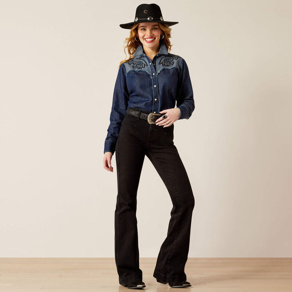 Ariat Women's High Rise Dixie Slim Trouser Jeans - Broken horn