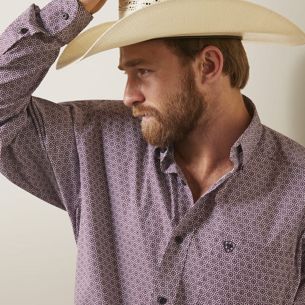 Ariat Men Demetri Fitted Shirt - Wine Club - Broken horn
