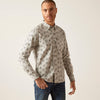Ariat Men Memphis Stretch Modern Fit Shirt - Grey Heather - Broken horn